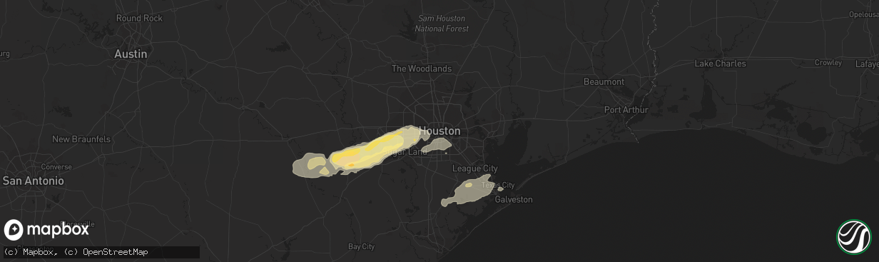 Hail map in Houston, TX on January 9, 2012