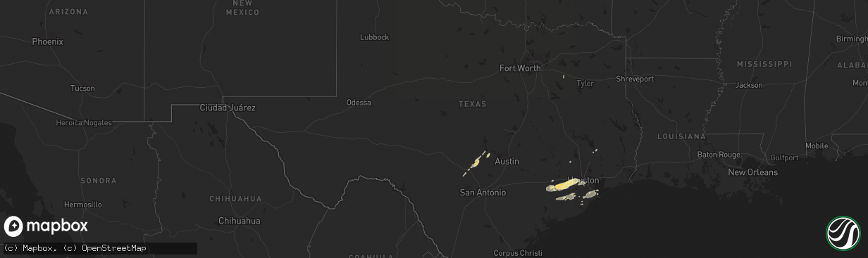 Hail map in Texas on January 9, 2012