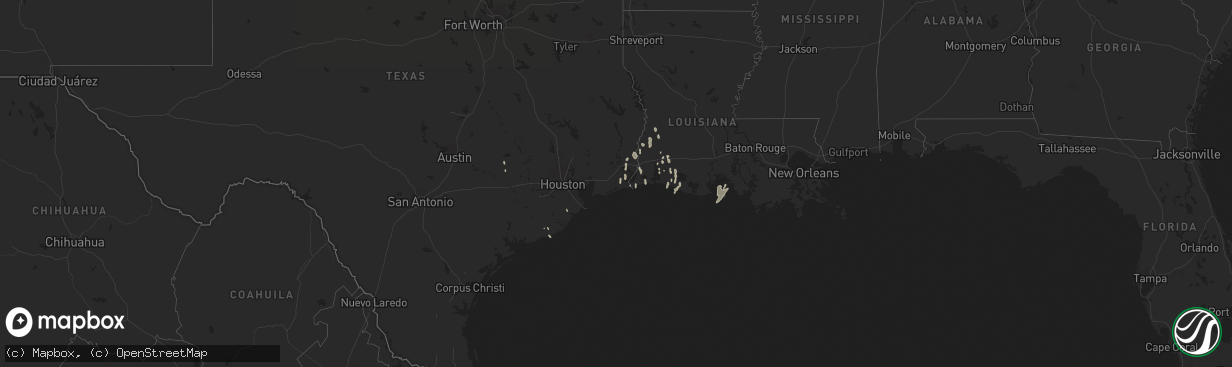 Hail map in Louisiana on January 9, 2013