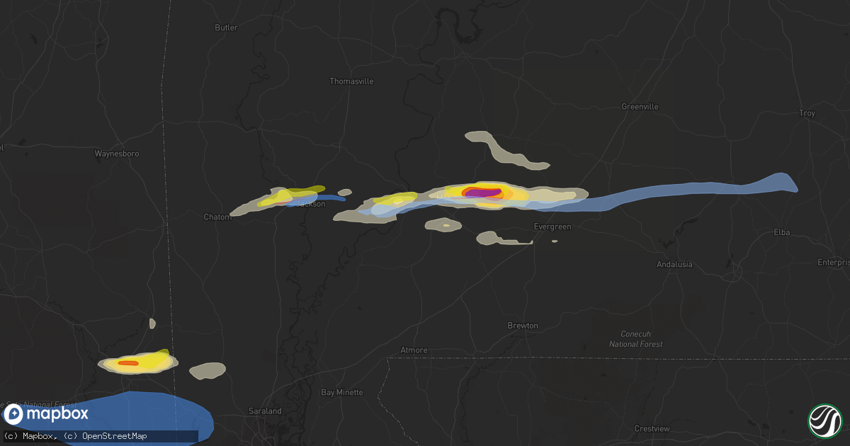 Hail map in Frisco City, AL on January 9, 2022