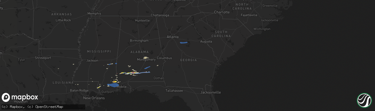 Hail map in Georgia on January 9, 2022