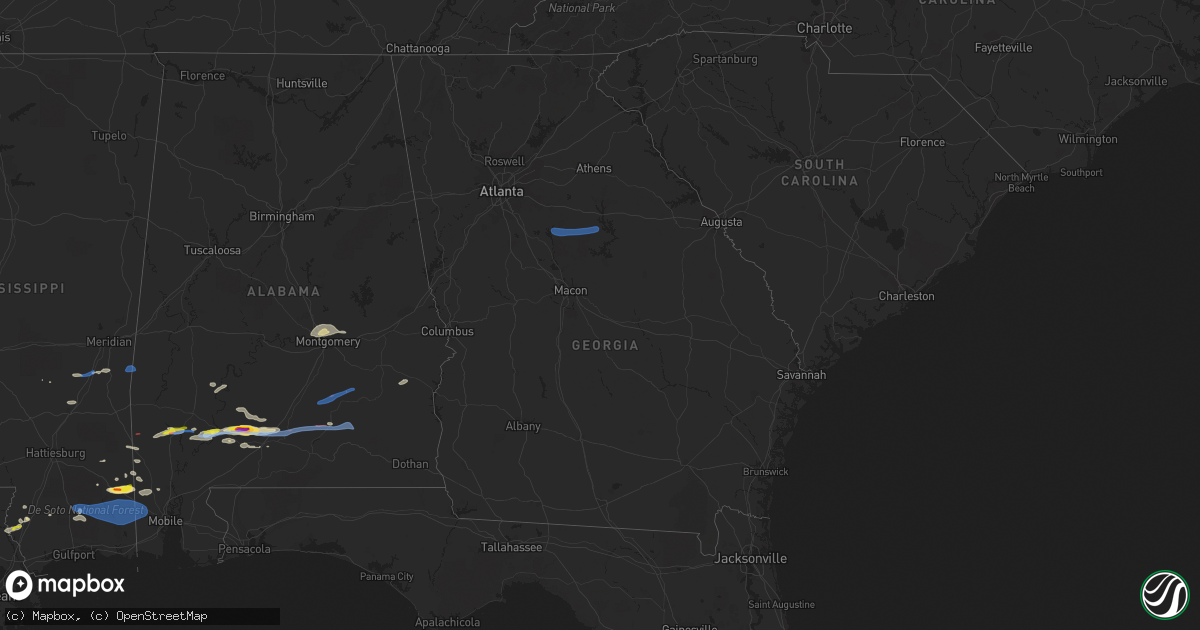 Hail map in Georgia on January 9, 2022