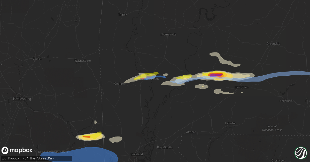 Hail map in Jackson, AL on January 9, 2022