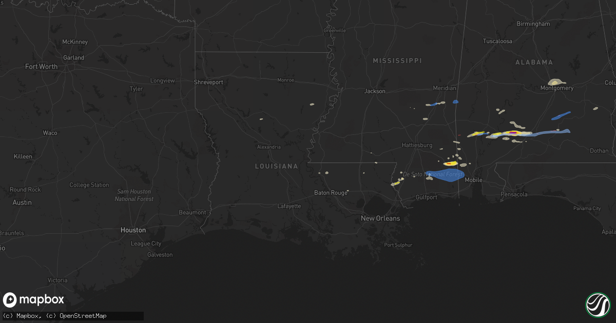 Hail map in Louisiana on January 9, 2022