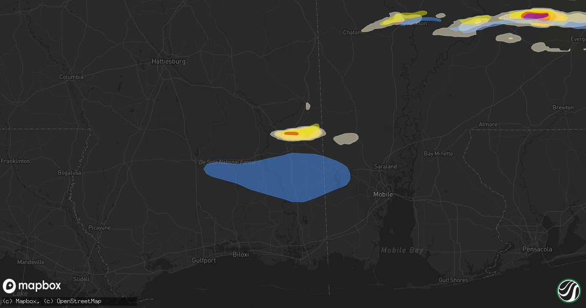 Hail map in Lucedale, MS on January 9, 2022