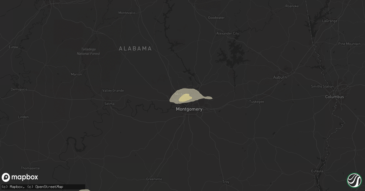 Hail map in Millbrook, AL on January 9, 2022