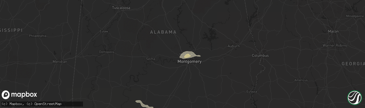 Hail map in Prattville, AL on January 9, 2022