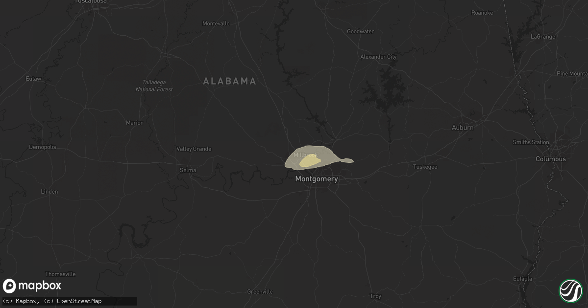 Hail map in Prattville, AL on January 9, 2022