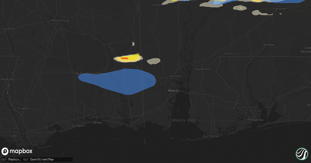 Hail map in Semmes, AL on January 9, 2022