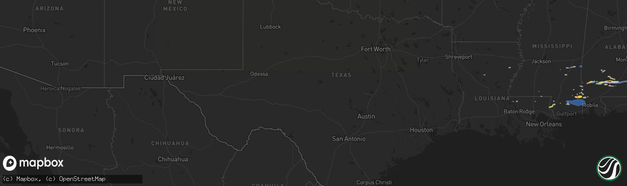 Hail map in Texas on January 9, 2022