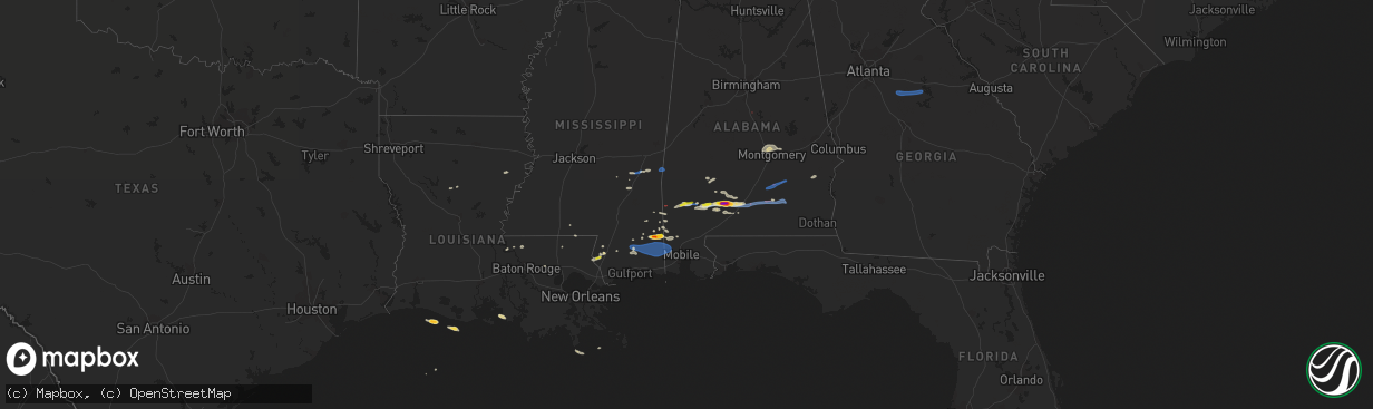 Hail map on January 9, 2022