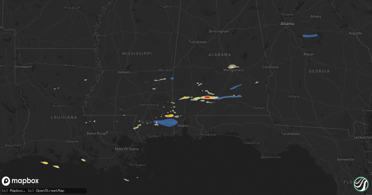 Hail map on January 9, 2022