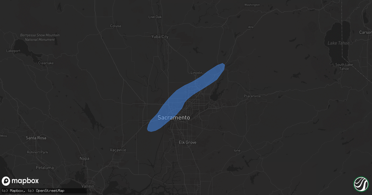 Hail map in Rocklin, CA on January 9, 2023