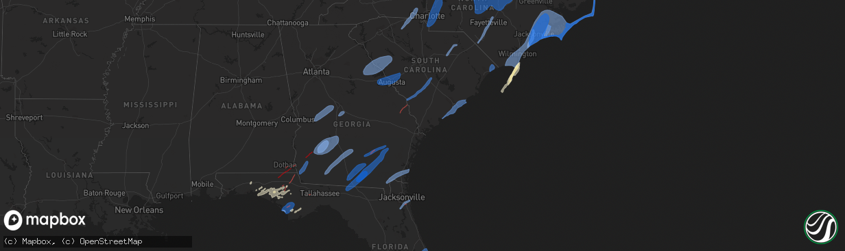 Hail map in Alabama on January 9, 2024