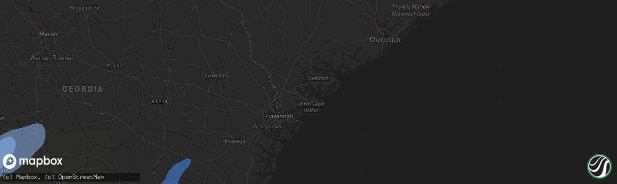 Hail map in Albany, GA on January 9, 2024