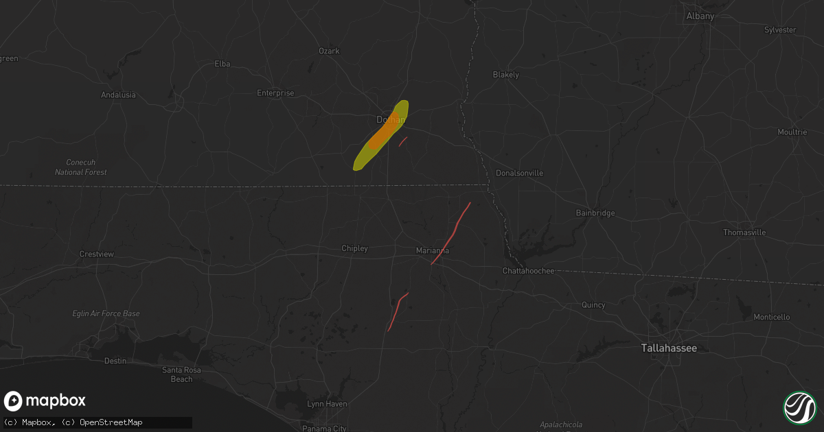 Hail map in Bascom, FL on January 9, 2024