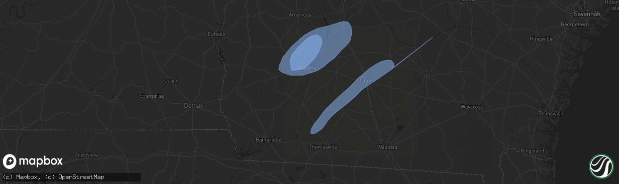 Hail map in Butler, GA on January 9, 2024