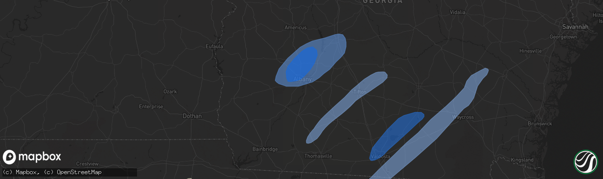 Hail map in Chipley, FL on January 9, 2024