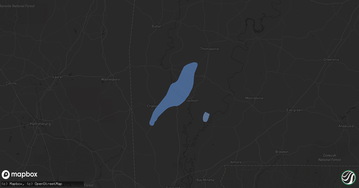 Hail map in Coffeeville, AL on January 9, 2024