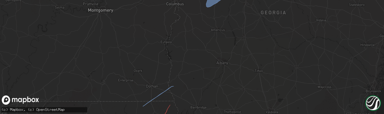 Hail map in Cottonwood, AL on January 9, 2024