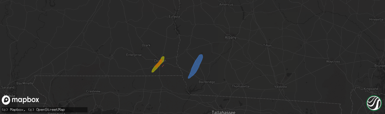 Hail map in Donalsonville, GA on January 9, 2024