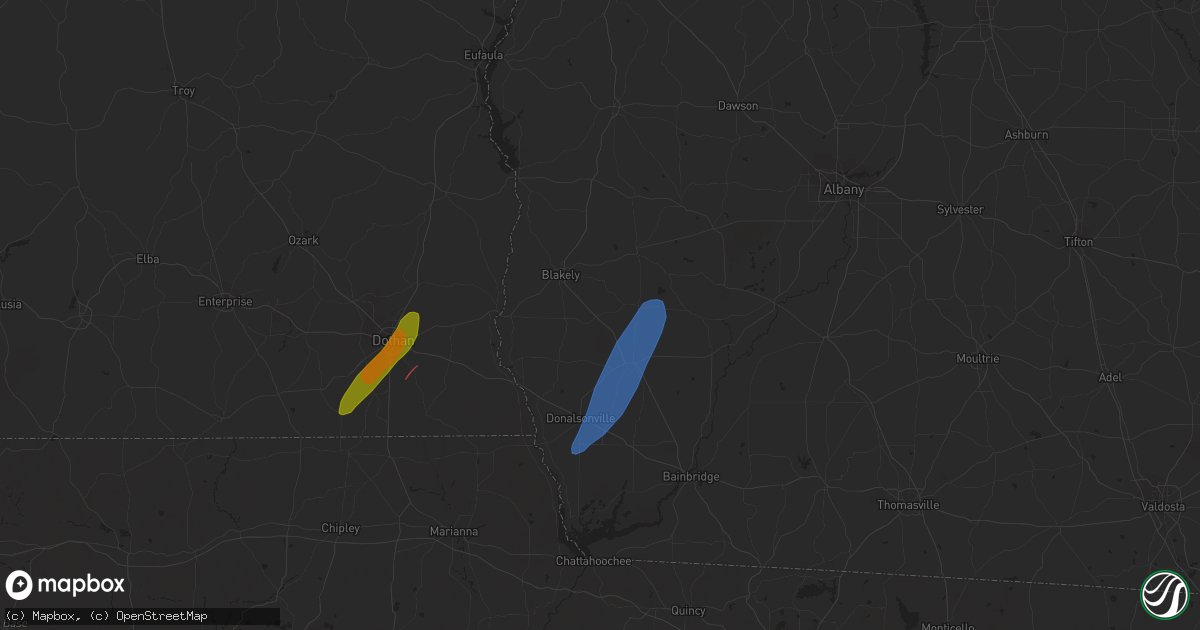 Hail map in Donalsonville, GA on January 9, 2024