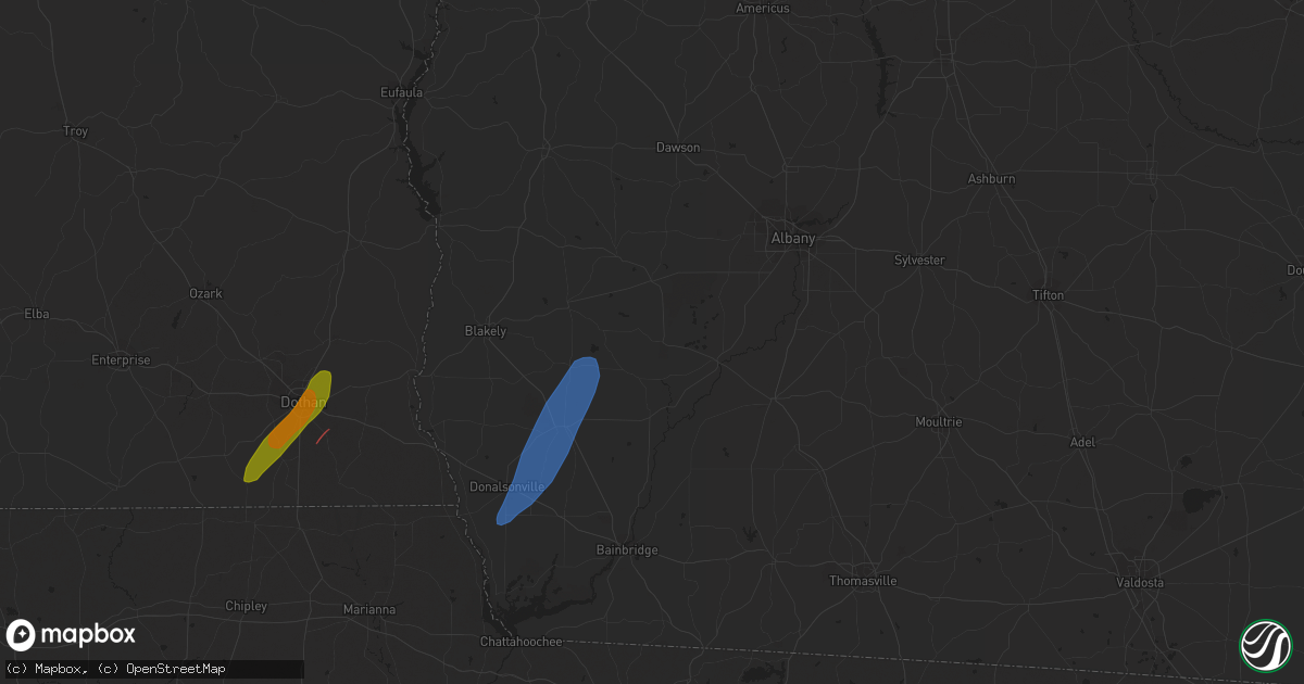 Hail map in Dothan, AL on January 9, 2024