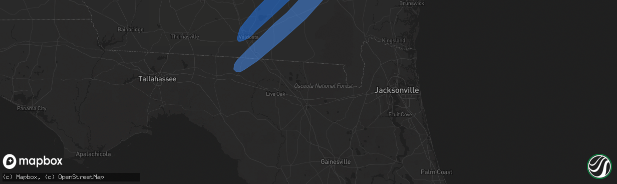 Hail map in Evans, GA on January 9, 2024