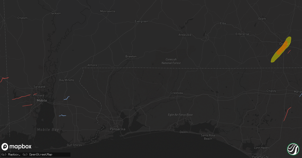 Hail map in Fairhope, AL on January 9, 2024