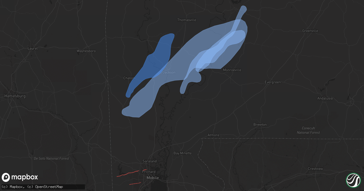 Hail map in Franklin, AL on January 9, 2024