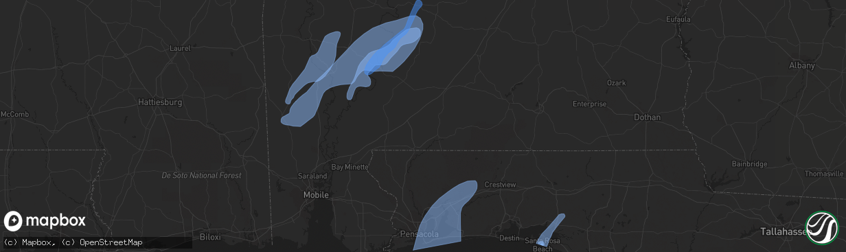 Hail map in Freeport, FL on January 9, 2024