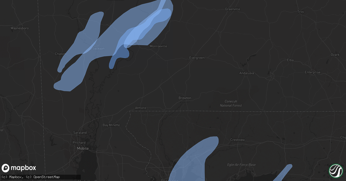 Hail map in Freeport, FL on January 9, 2024