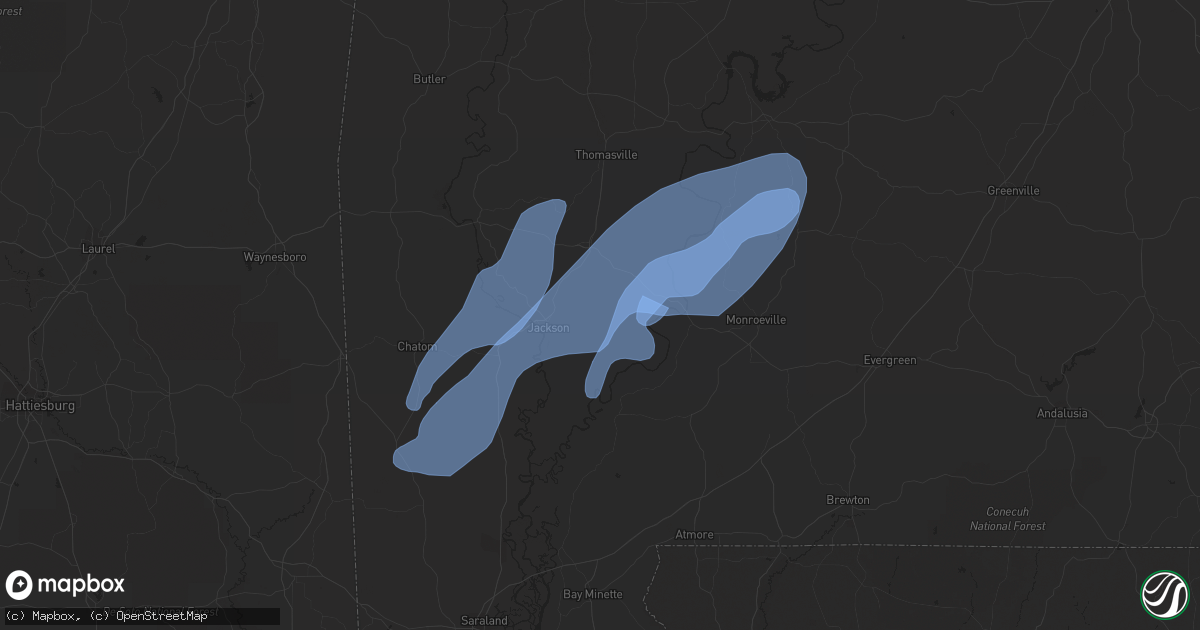 Hail map in Gainestown, AL on January 9, 2024
