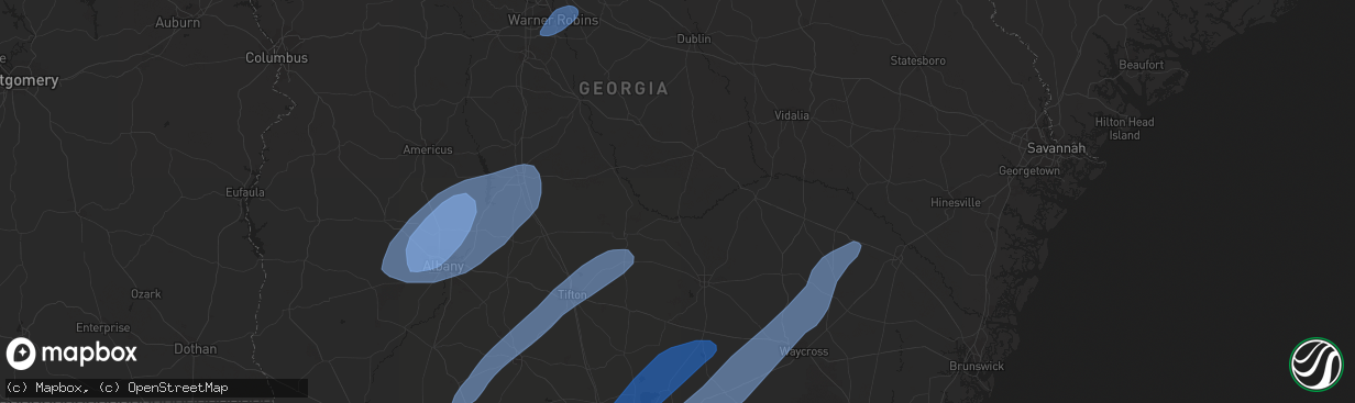 Hail map in Grovetown, GA on January 9, 2024