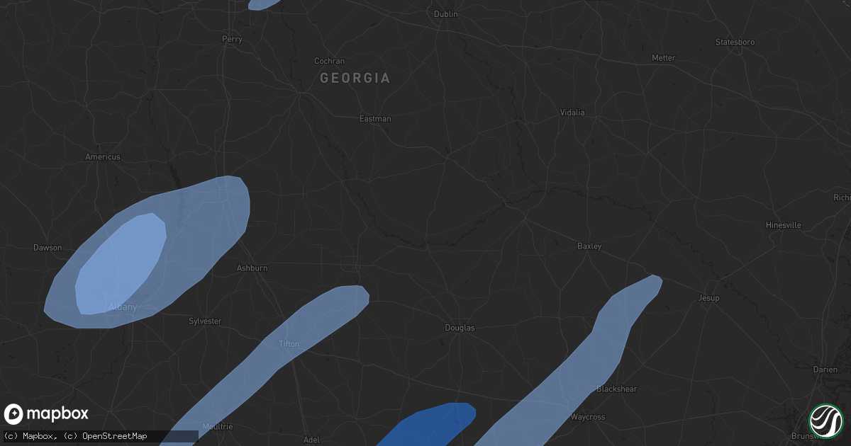 Hail map in Grovetown, GA on January 9, 2024