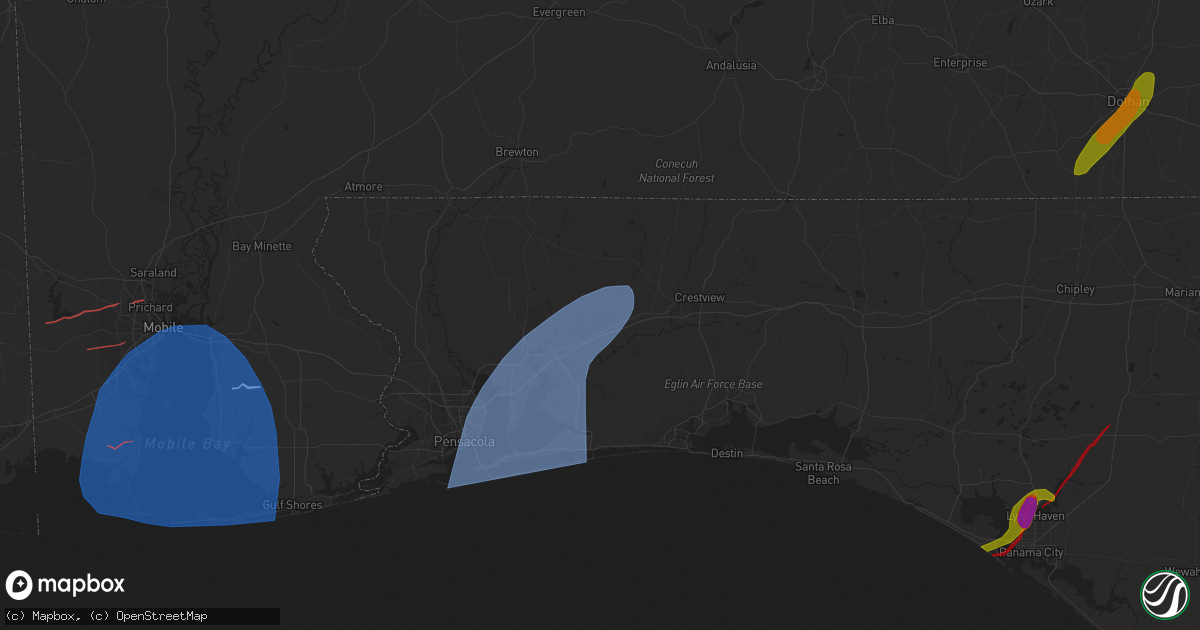 Hail map in Gulf Breeze, FL on January 9, 2024