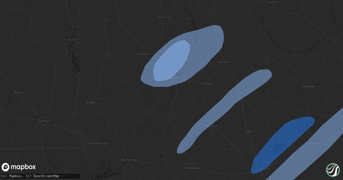 Hail map in Lake Park, GA on January 9, 2024