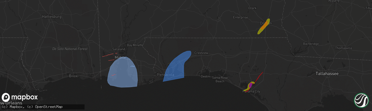 Hail map in Milton, FL on January 9, 2024
