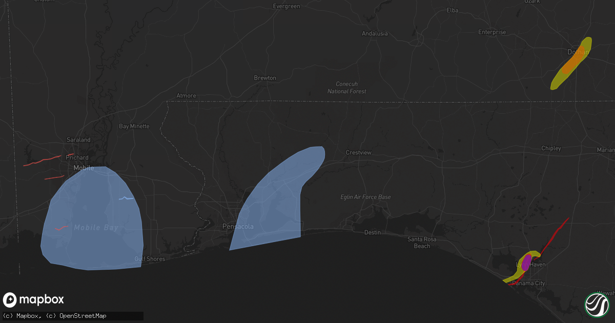 Hail map in Milton, FL on January 9, 2024