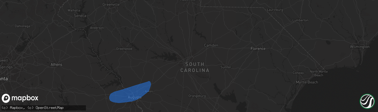 Hail map in Mount Pleasant, SC on January 9, 2024