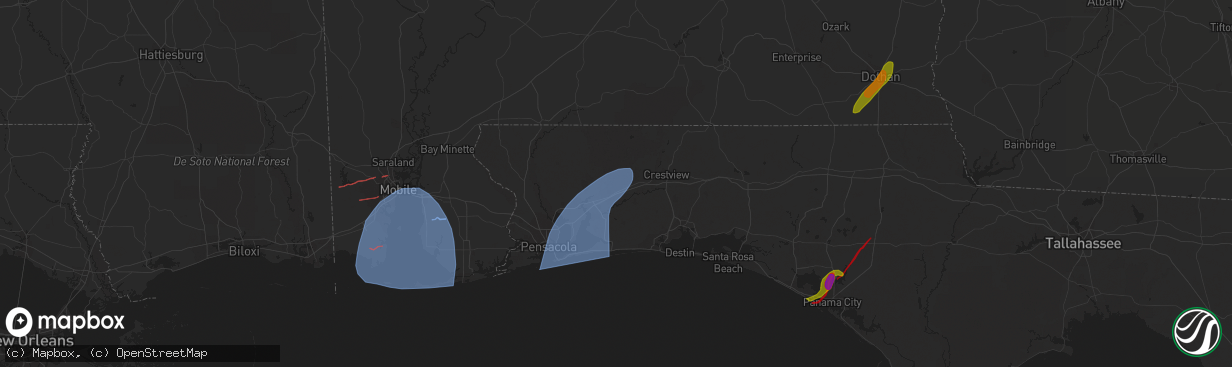 Hail map in Navarre, FL on January 9, 2024