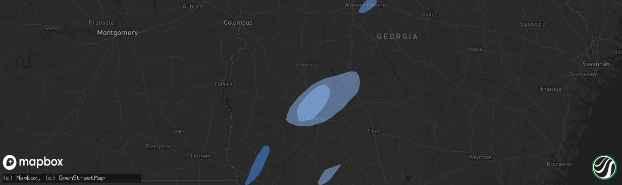 Hail map in Ochlocknee, GA on January 9, 2024