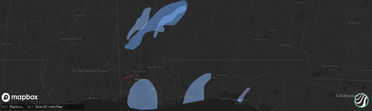 Hail map in Santa Rosa Beach, FL on January 9, 2024