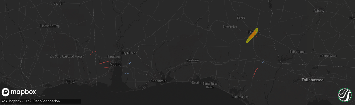 Hail map in Semmes, AL on January 9, 2024