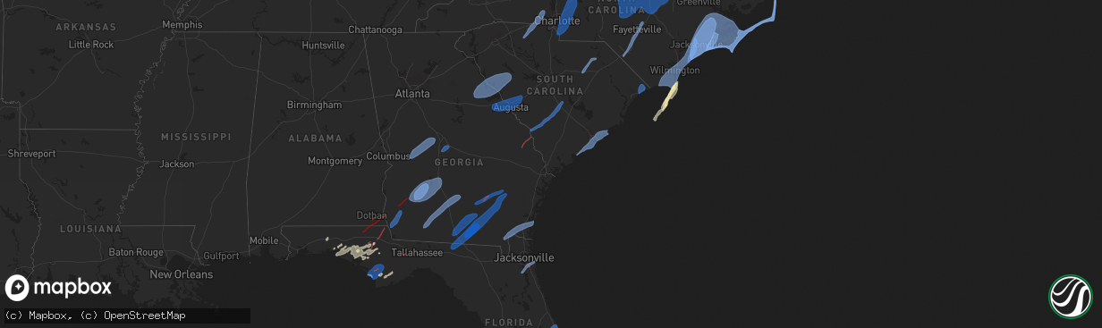 Hail map in South Carolina on January 9, 2024