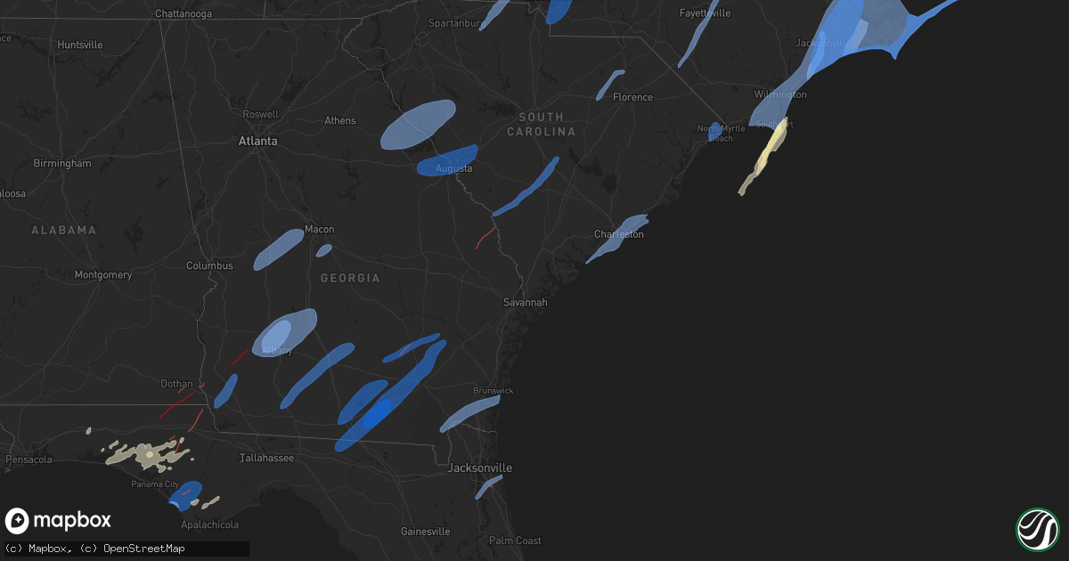 Hail map in South Carolina on January 9, 2024