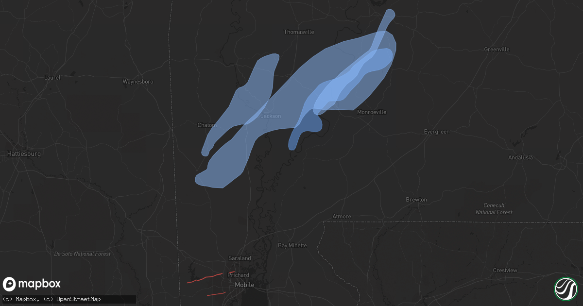 Hail map in Vredenburgh, AL on January 9, 2024