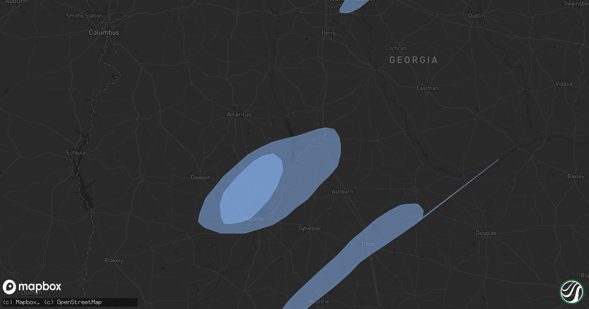 Hail map in Washington, GA on January 9, 2024