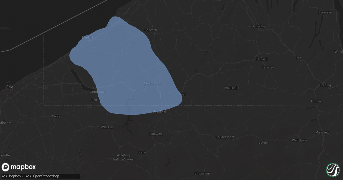 Hail map in Allegany, NY on January 9, 2026
