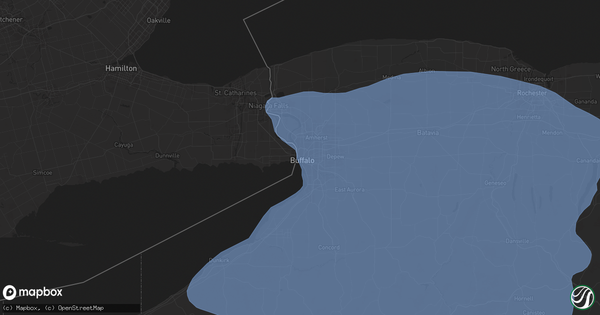 Hail map in Buffalo, NY on January 9, 2026